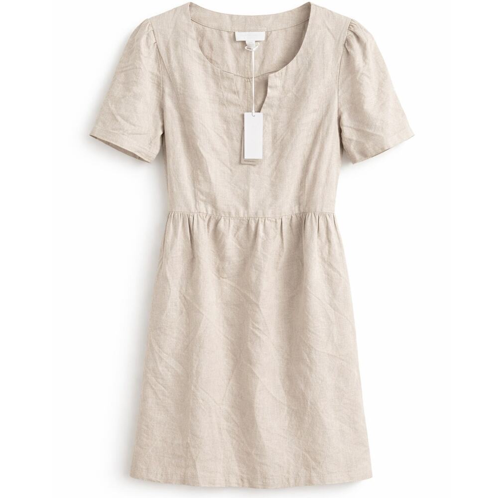 NWT Women's 10 White Label Linen Flax Flute‎ Sleeve Midi Dress